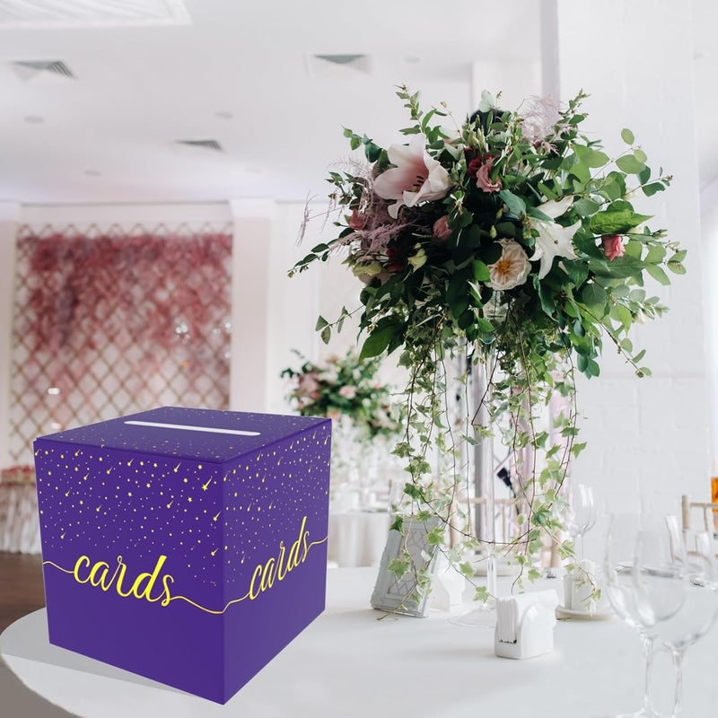 OLIVBIN Purple Card Box, Wedding Party Card Storage Box, Used for Birthday, Baby or Bride, Graduation Ceremony, Retirement Ceremony, Anniversary Decoration Party Supplies - Image 4